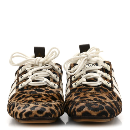 Louis Vuitton Calfskin Pony Hair Leopard LV Sneakerina 37 Brown 3 of 10