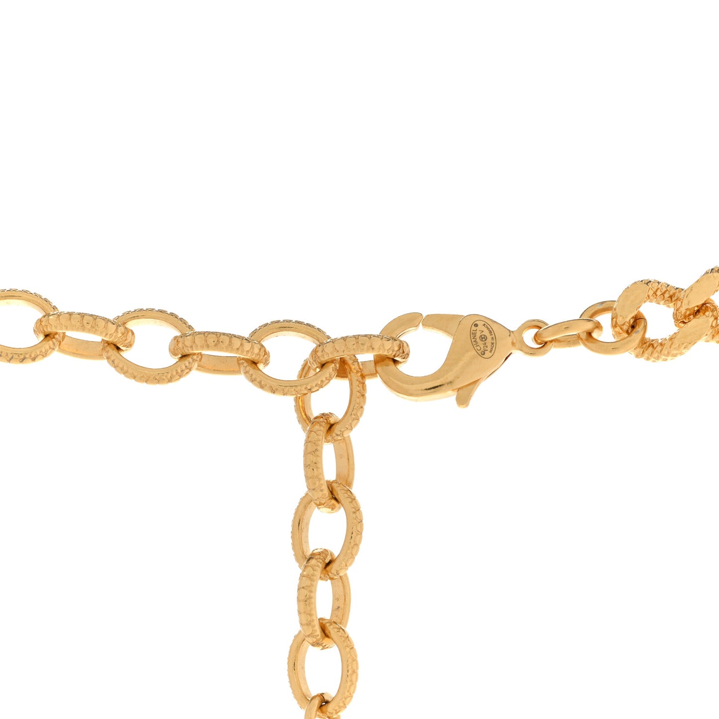 Crystal Chain Link CC Choker Necklace Gold