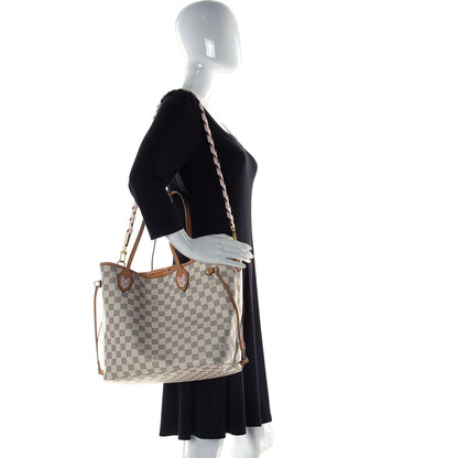 Louis Vuitton Damier Azur Braided Neverfull MM Pink 2 of 9