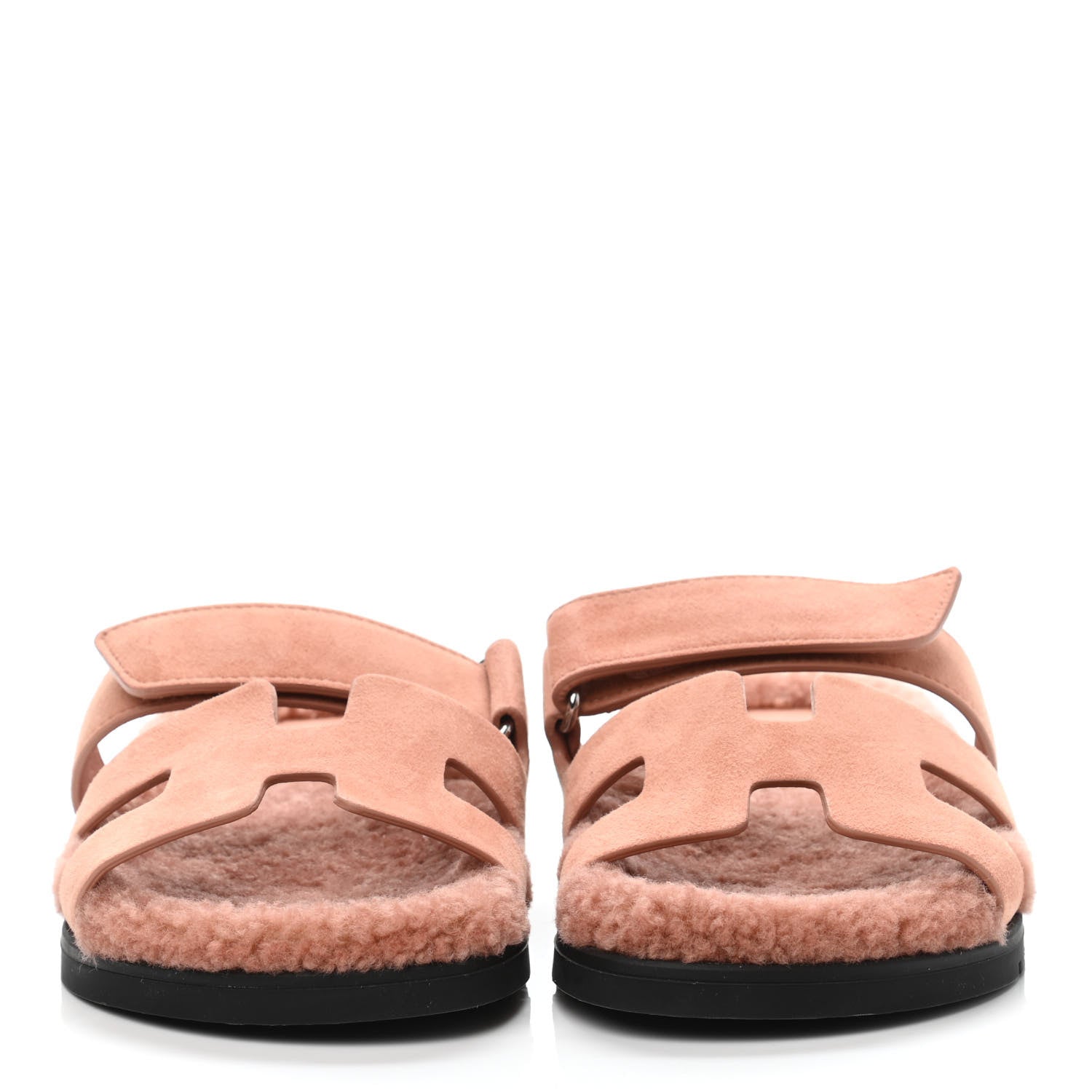 Hermes Suede Goatskin Woolskin Womens Chypre Sandals 37 Rose Aube 2 of 4