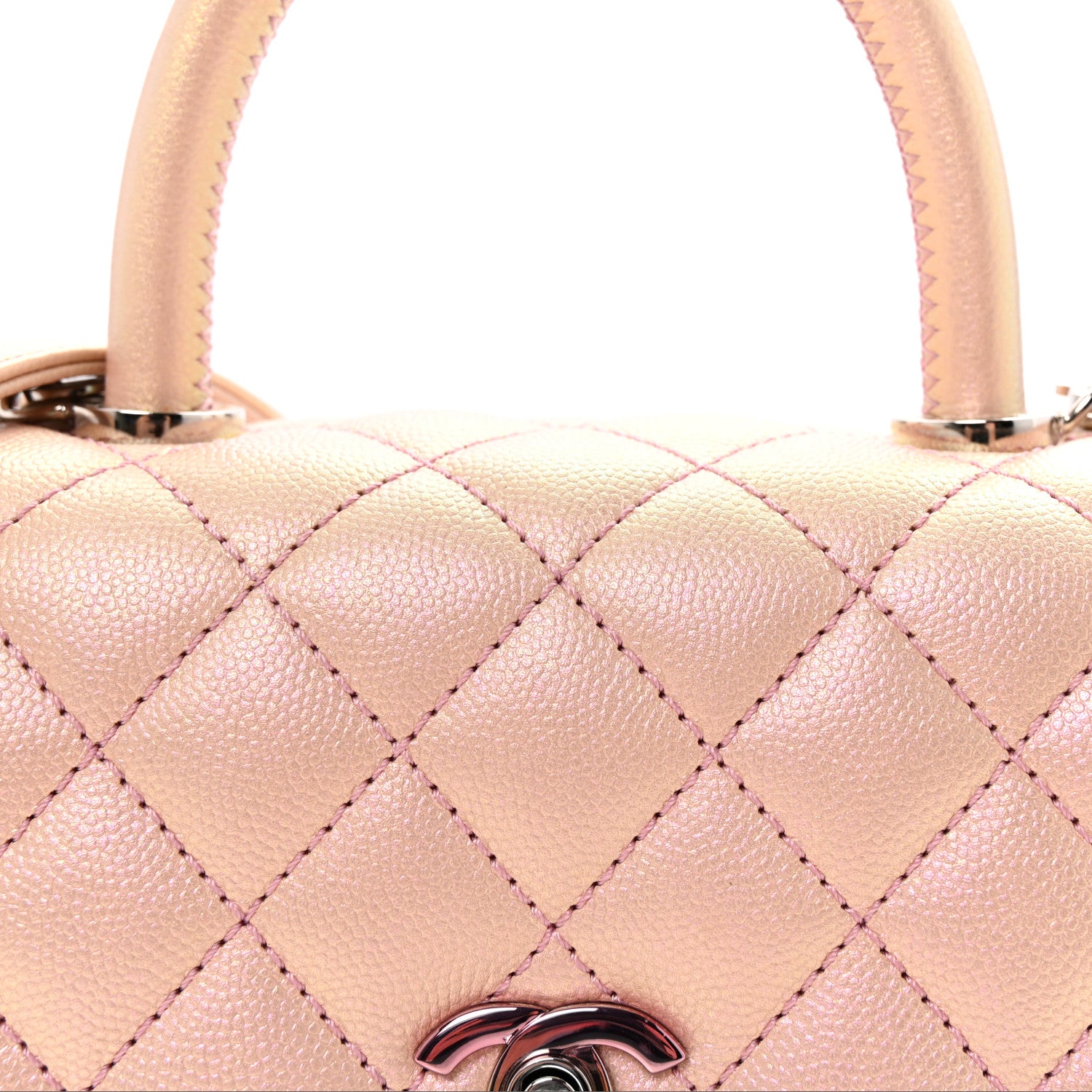 Chanel Iridescent Caviar Quilted Mini Coco Handle Flap Pink 8 of 10