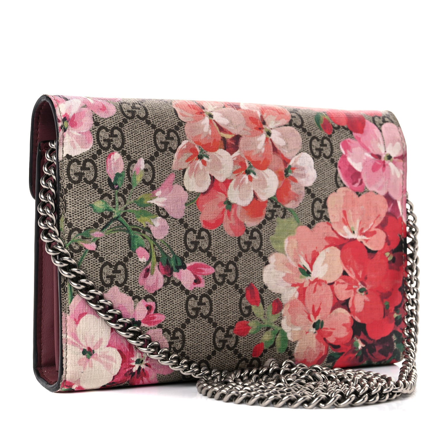 Gucci GG Supreme Monogram Blooms Mini Dionysus Chain Wallet Beige Multicolor Dry Rose 3 of 14