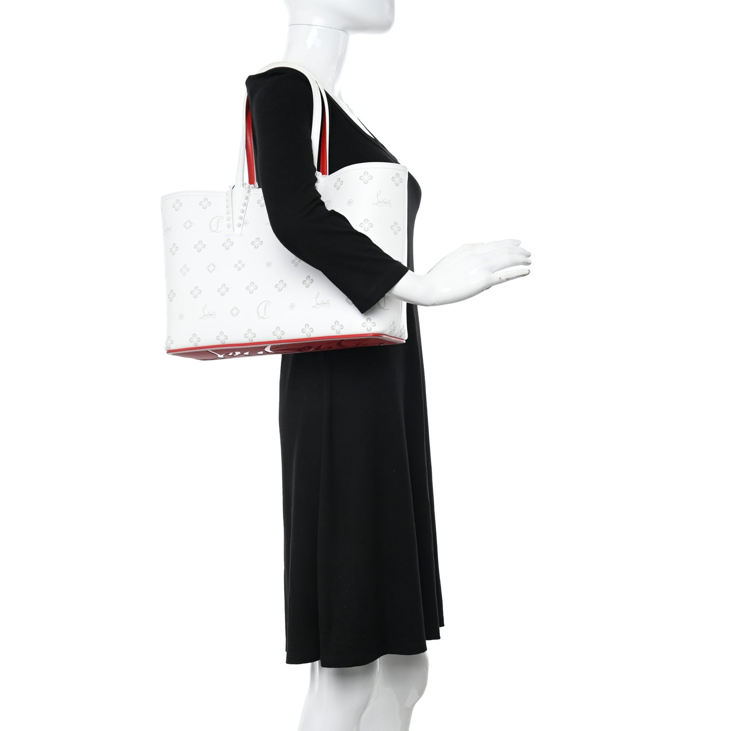 Calfskin Loubinthesky Mini East West Cabata Tote White