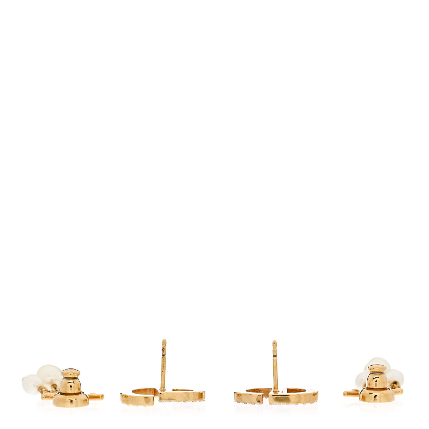 Pearl Crystal Tribal CD Drop Earrings Gold