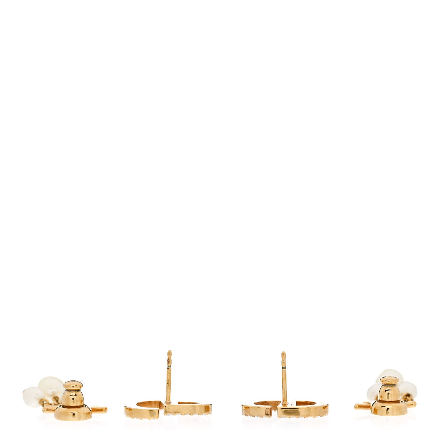 Christian Dior Pearl Crystal Tribal CD Drop Earrings Gold 3 of 4
