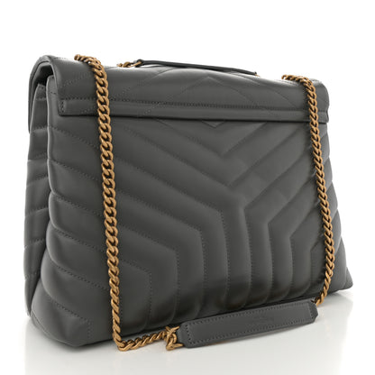 Saint Laurent Calfskin Y Quilted Monogram Medium Loulou Chain Satchel Storm 3 of 10