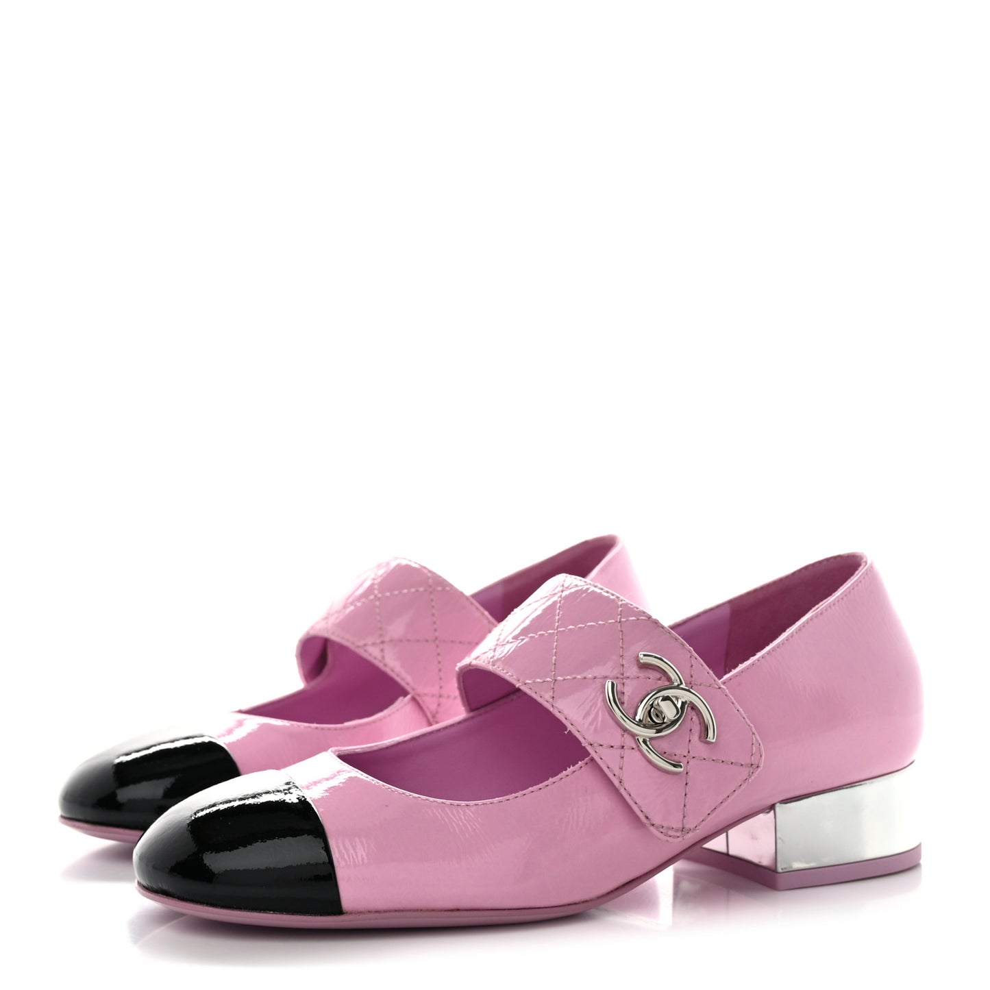 Patent Goatskin Cap Toe Mary Janes 35 Light Purple Black