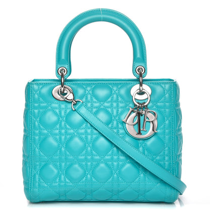 Christian Dior Lambskin Cannage Medium Lady Dior Turquoise 1 of 8