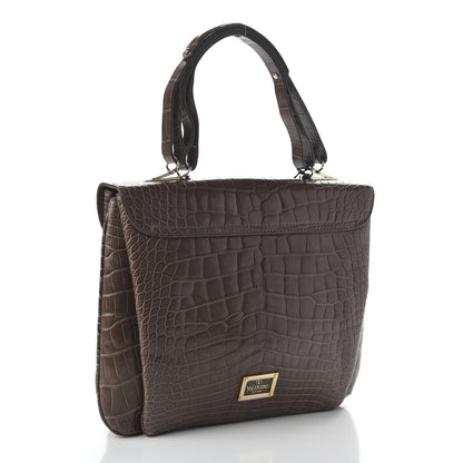 Valentino Garavani Crocodile Triple Handle Satchel Brown 2 of 9