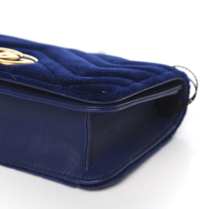Gucci Velvet Matelasse GG Marmont Mini Bag Cobalt Blue 7 of 11