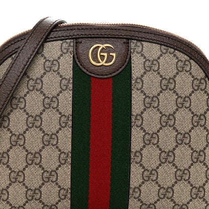 Gucci GG Supreme Monogram Textured Dollar Calfskin Web Small Ophidia Dome Shoulder Bag Beige Ebony New Acero 7 of 10