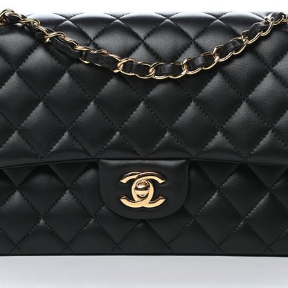 Chanel Lambskin Quilted Medium Double Flap Black 10 of 11