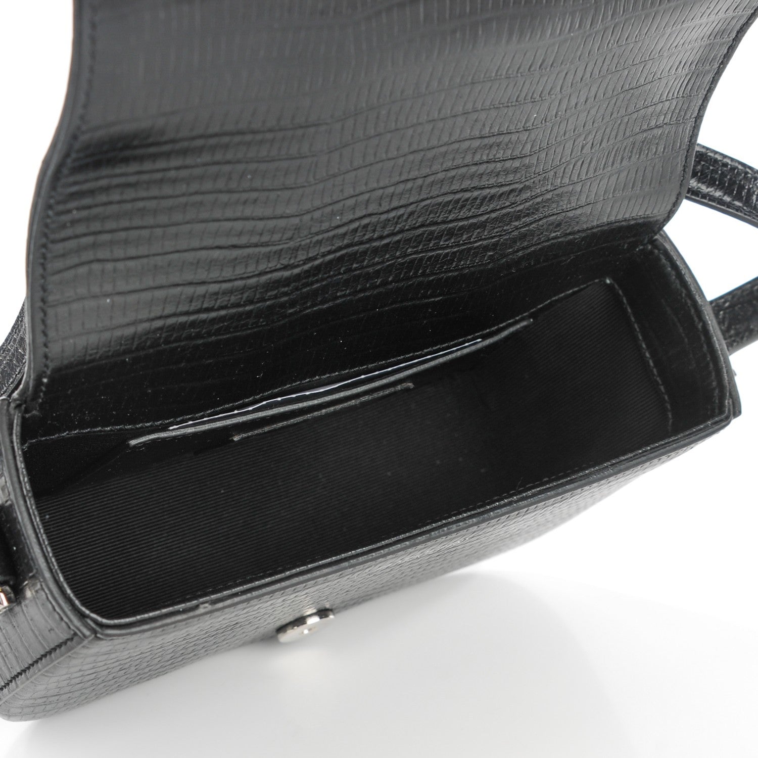 Saint Laurent Lizard Calfskin Embossed Small Classic Monogram Universite Bag Black 5 of 8
