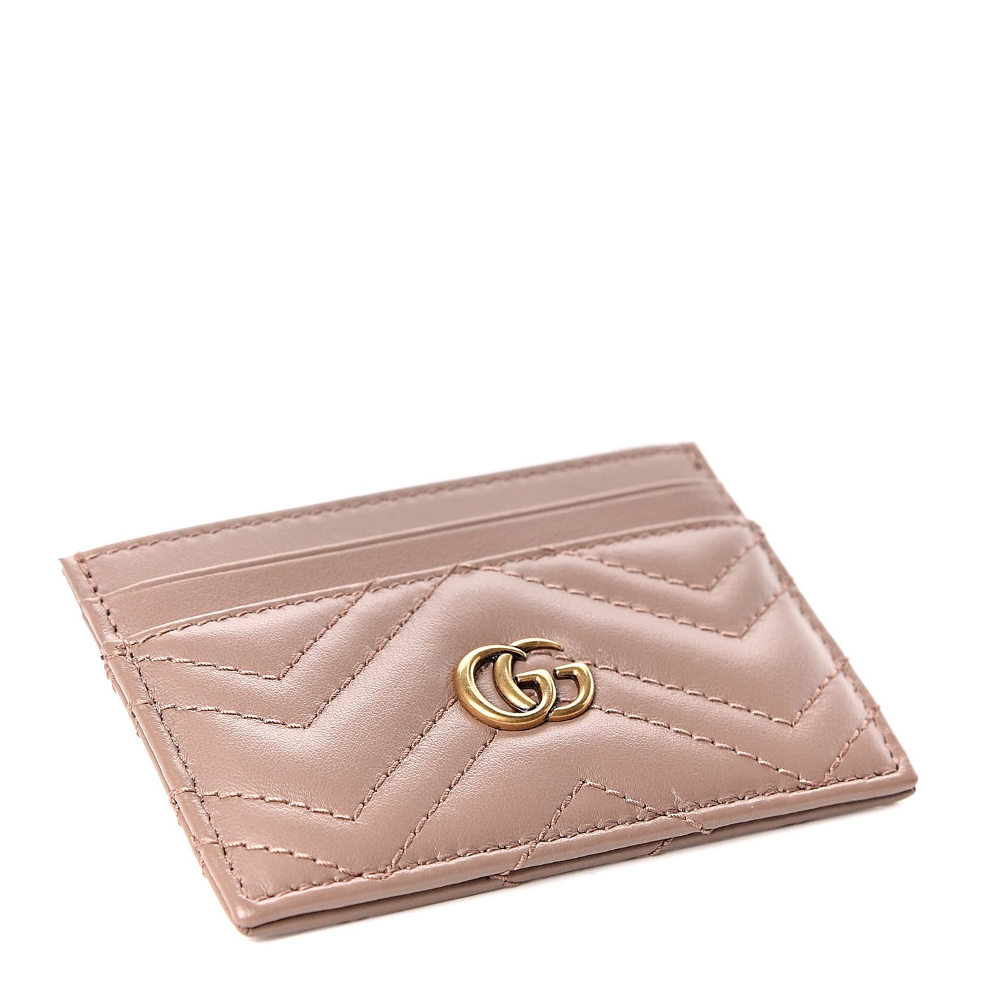 Calfskin Matelasse GG Marmont Card Holder Porcelain Rose
