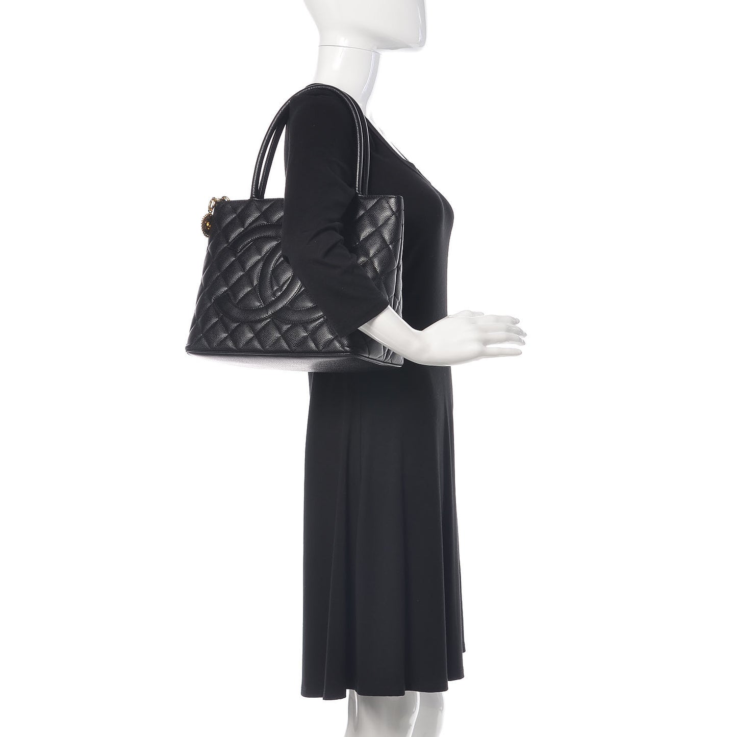 Caviar Quilted Medallion Tote Black