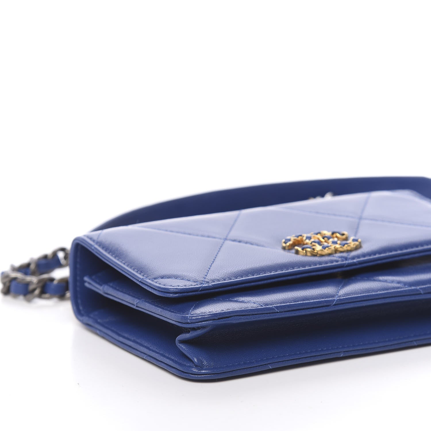 Chanel Goatskin Quilted 19 Wallet On Chain WOC Blue 9 of 12