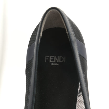 Fendi Mesh Skimmer Ballerina Flats 38.5 Navy Black 7 of 7