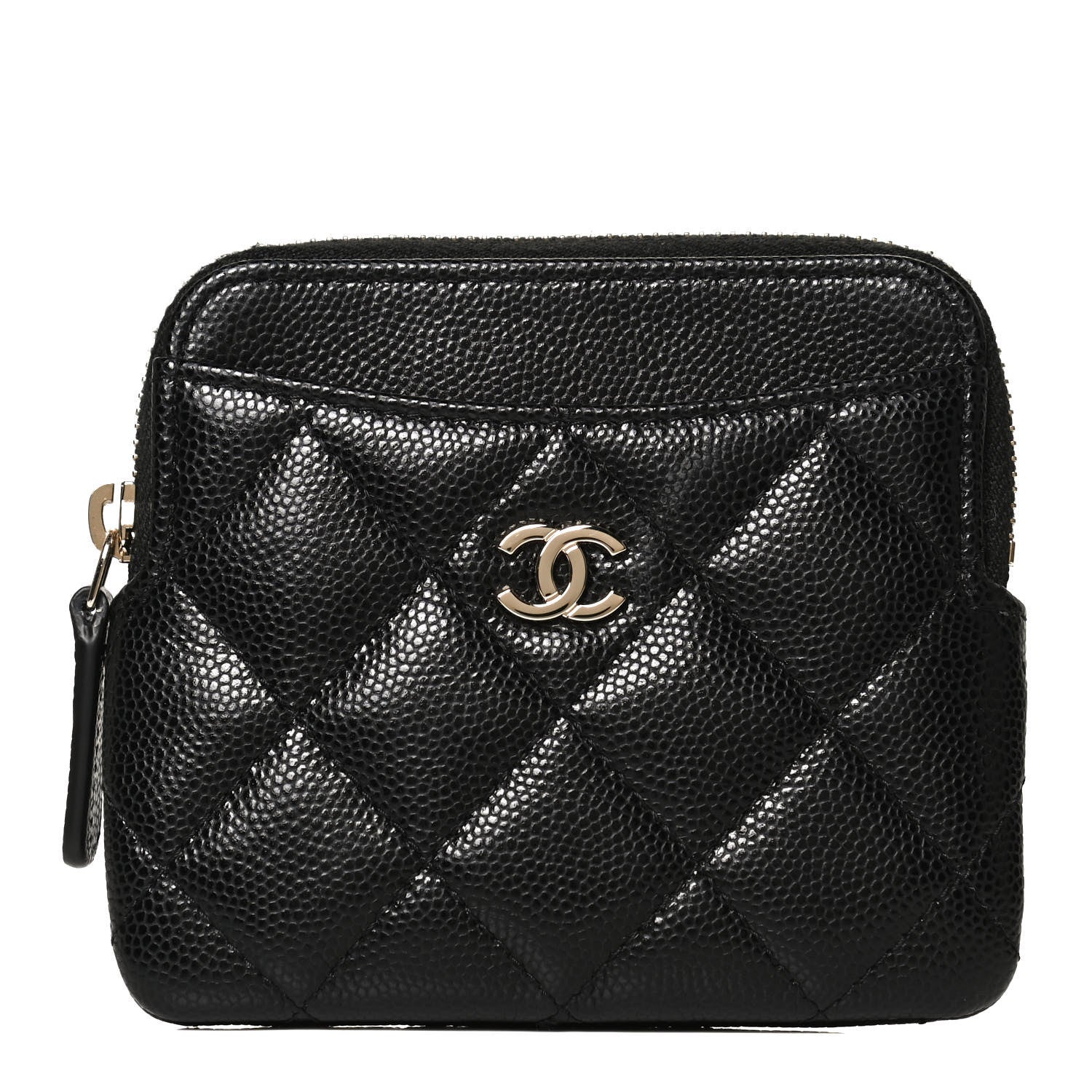 Chanel Caviar Quilted Zip Card Holder Wallet Black 1 of 7