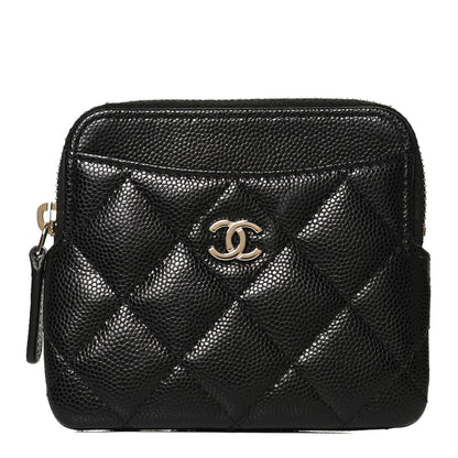 Chanel Caviar Quilted Zip Card Holder Wallet Black 1 of 7