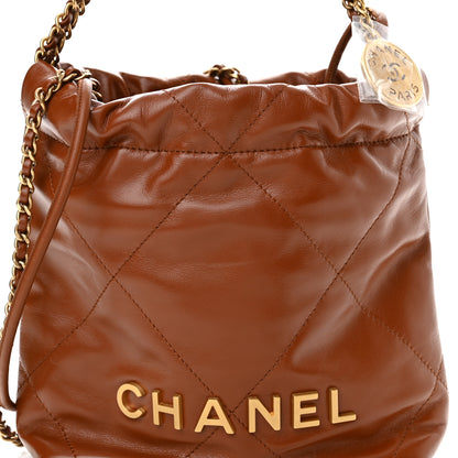 Chanel Shiny Calfskin Quilted Mini Chanel 22 Light Brown 8 of 10