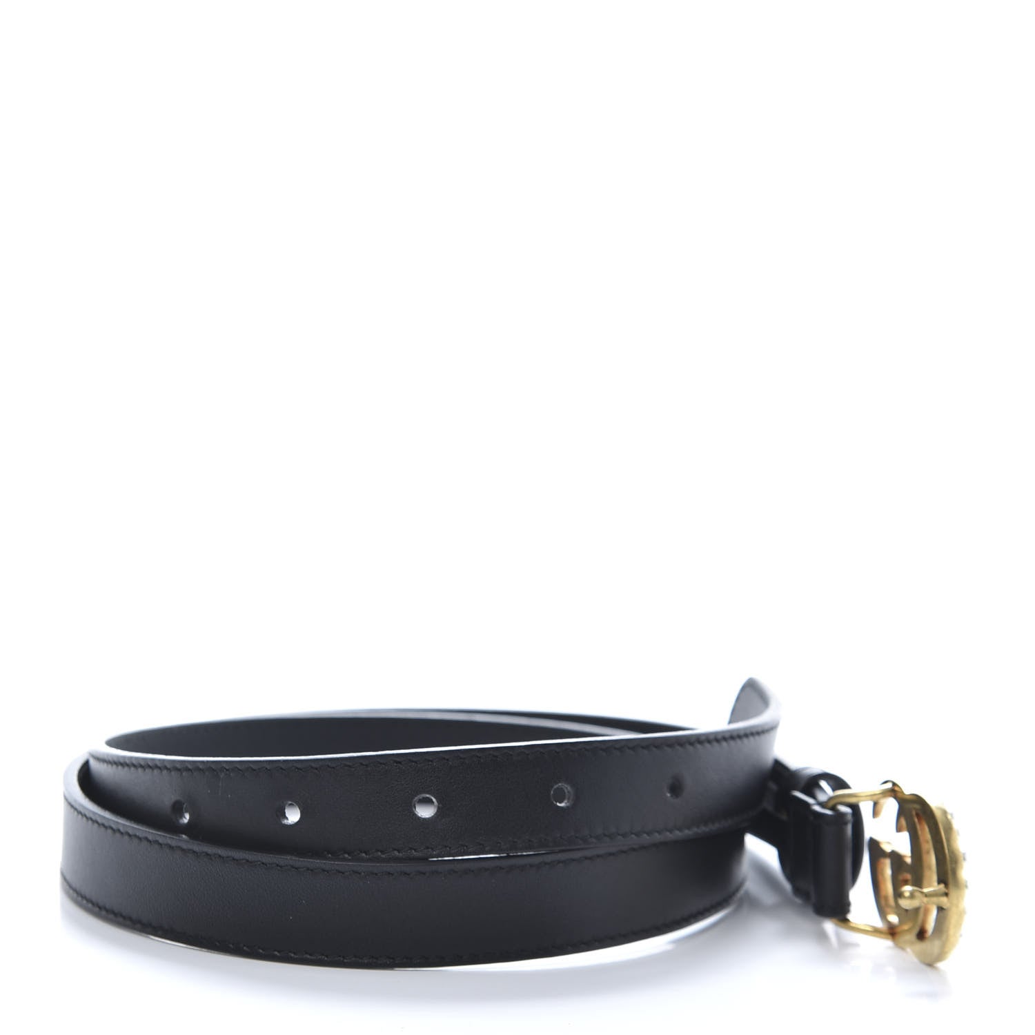 Gucci Calfskin Pearl Double G 20mm Belt 85 34 Black Cream 5 of 6