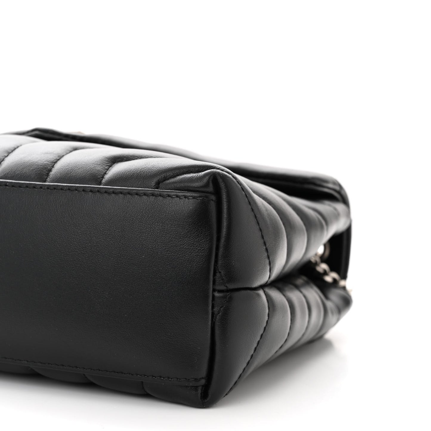 Calfskin Y Quilted Monogram Small Loulou Chain Satchel Black