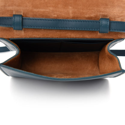 Bottega Veneta Lambskin Maxi Intrecciato Mini Cassette Crossbody Bag Petrol Blue 5 of 9