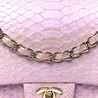 Chanel Metallic Snakeskin Medium Double Flap Purple 8 of 10