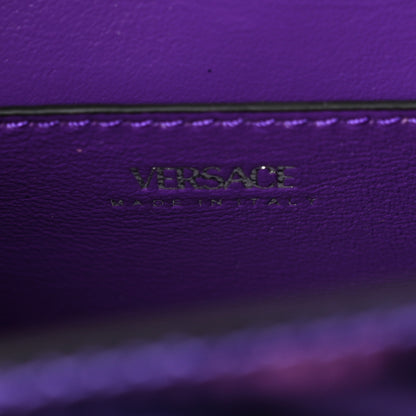 Versace Metallic Patent Calfskin Mini La Medusa Chain Top Handle Bag Dark Orchid 6 of 11