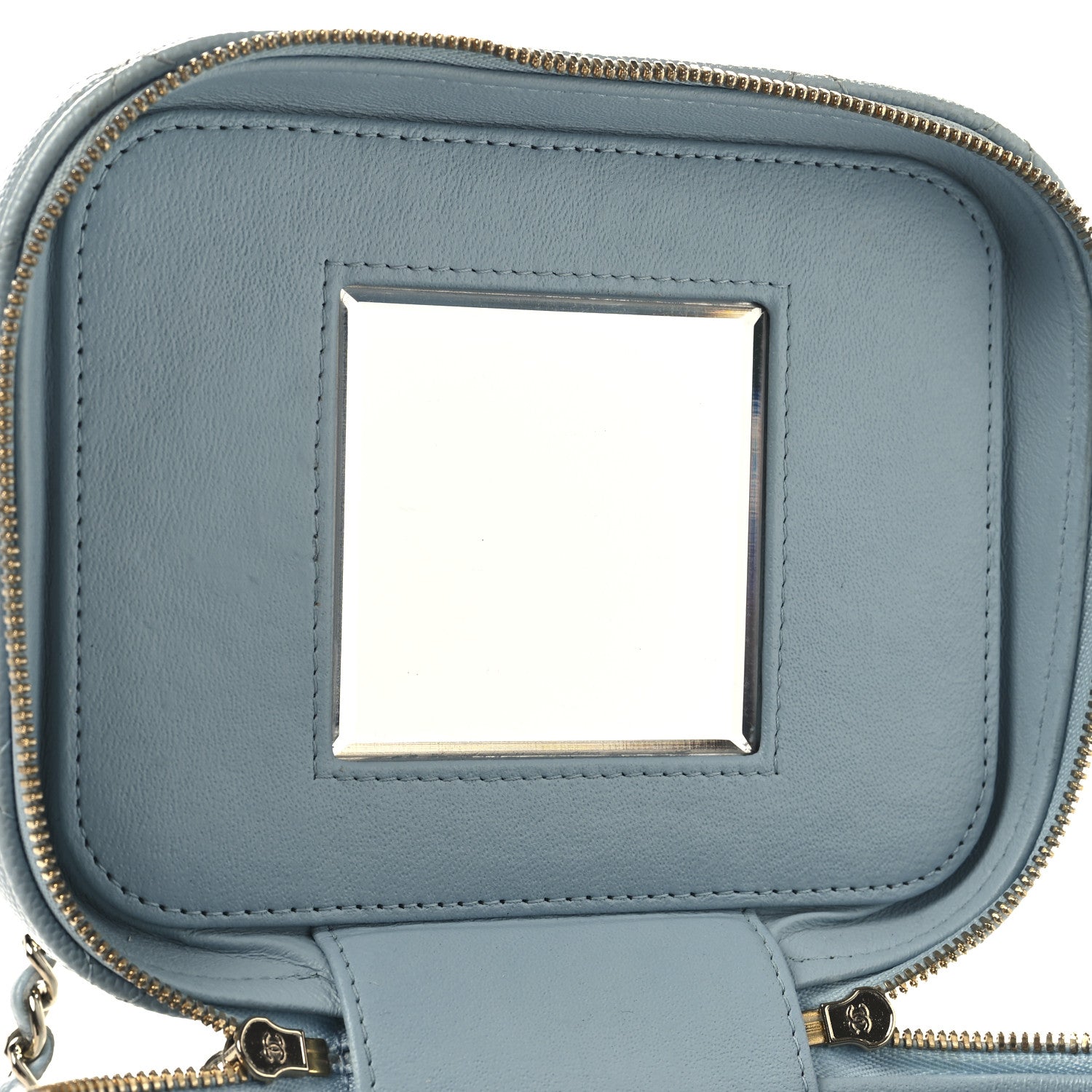Chanel Caviar Quilted Small Top Handle Vanity Case With Chain Light Blue 8 of 12
