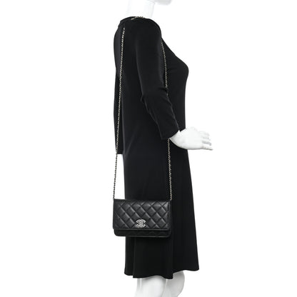 Chanel Caviar Quilted Crystal CC Wallet On Chain WOC Black 2 of 11