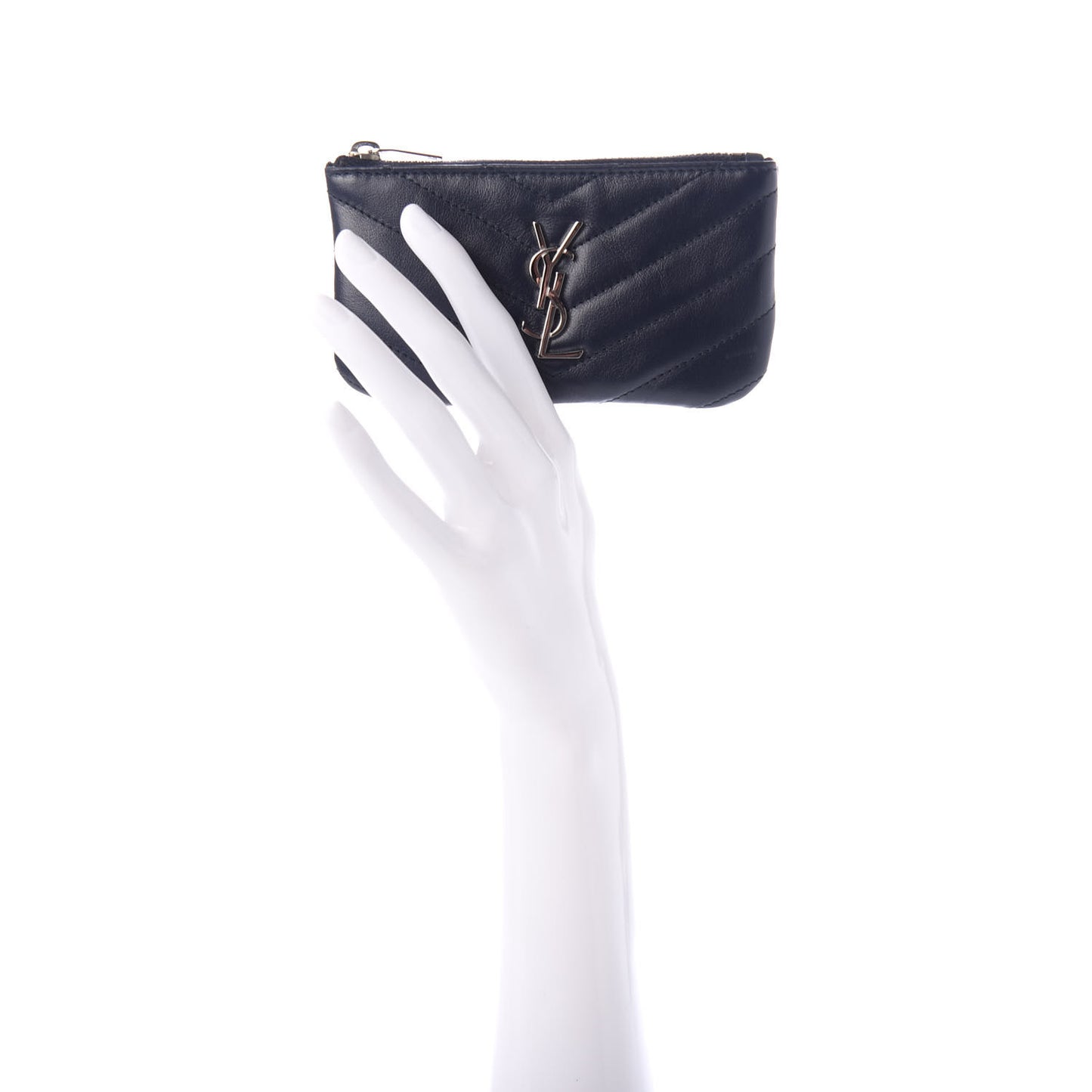 Calfskin Matelasse Monogram Key Pouch Deep Marine