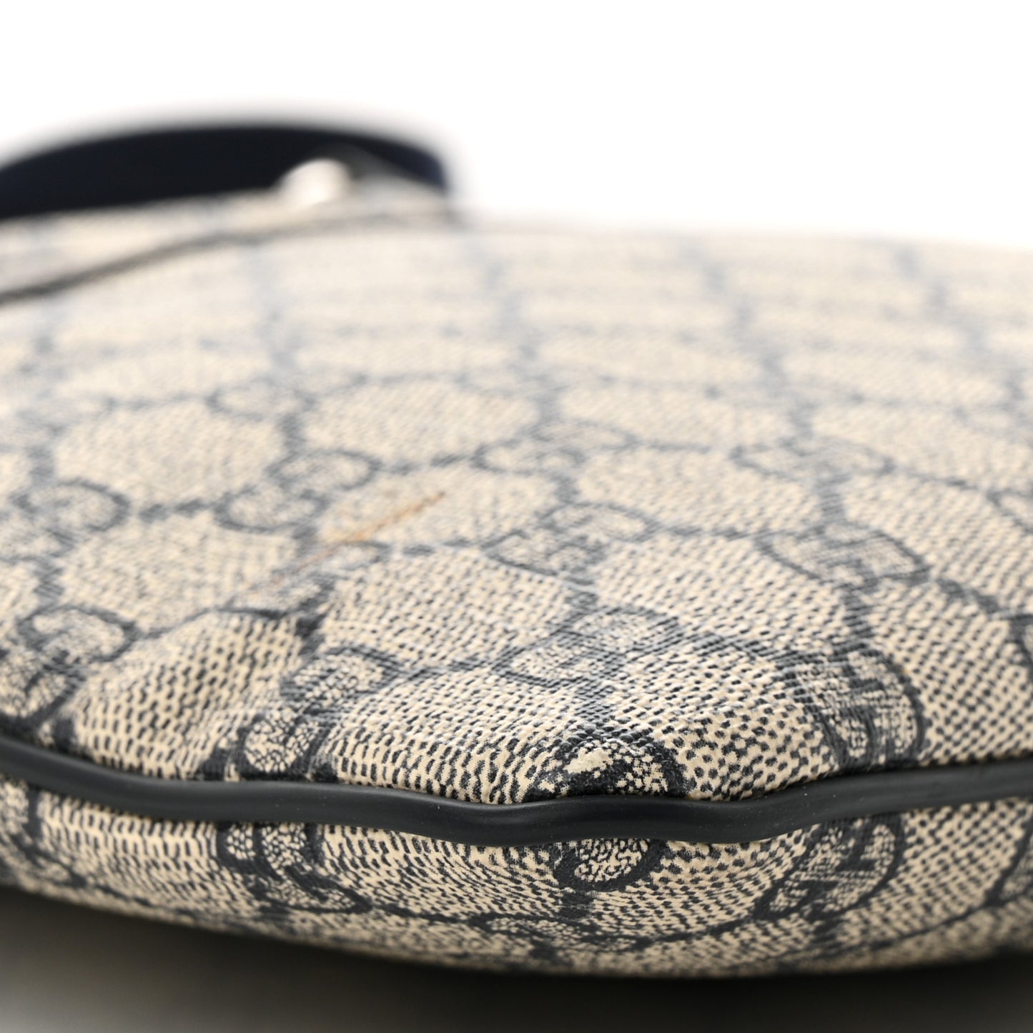 GG Supreme Monogram Small Flat Side Zip Messenger Bag Beige Blue