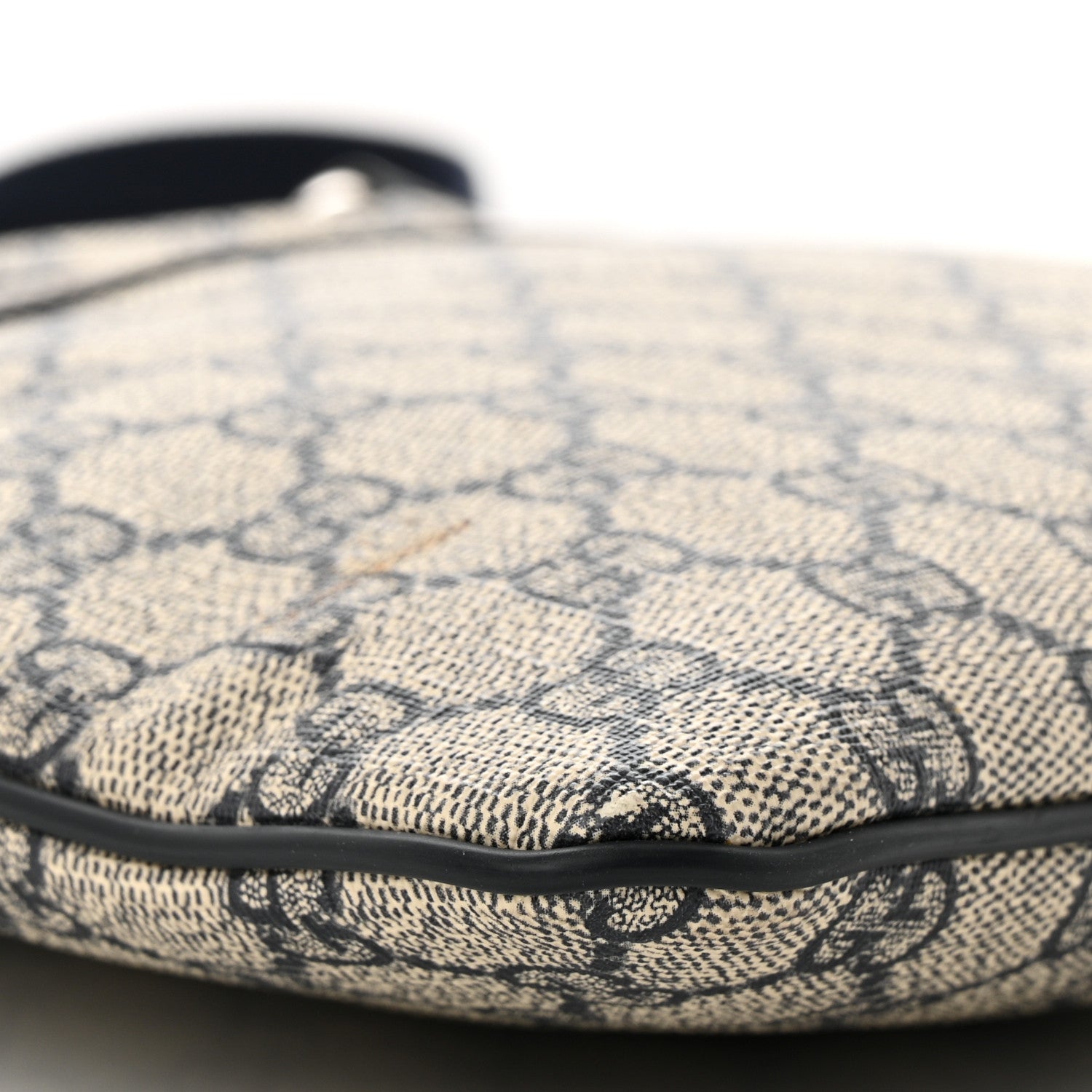 Gucci GG Supreme Monogram Small Flat Side Zip Messenger Bag Beige Blue 9 of 14