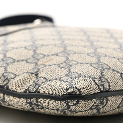 Gucci GG Supreme Monogram Small Flat Side Zip Messenger Bag Beige Blue 9 of 14