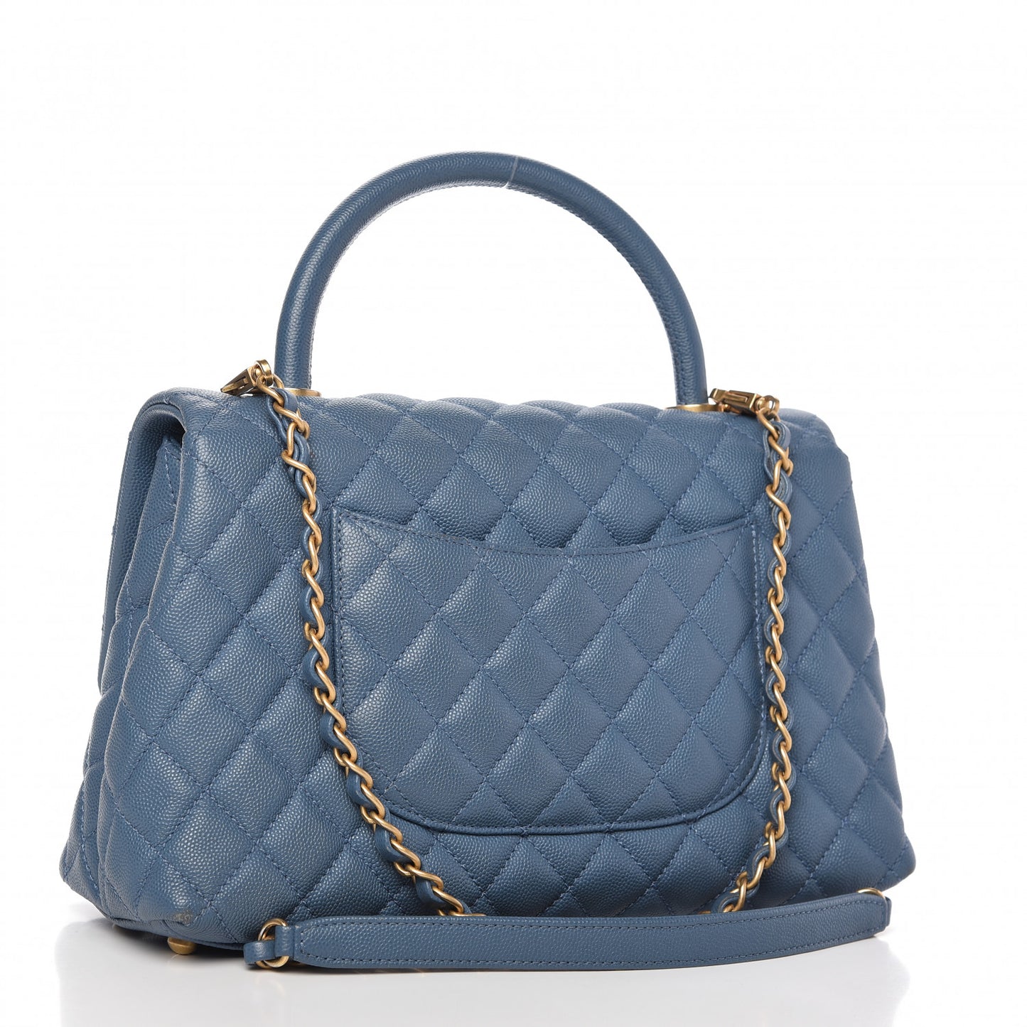 Caviar Quilted Small Coco Handle Flap Blue