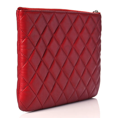Chanel Lambskin Quilted Medium Cosmetic Case Red 3 of 11