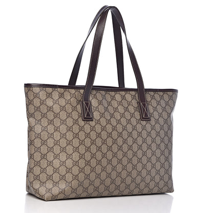 Gucci GG Supreme Monogram Medium Zippered Shopping Tote Dark Brown 3 of 10