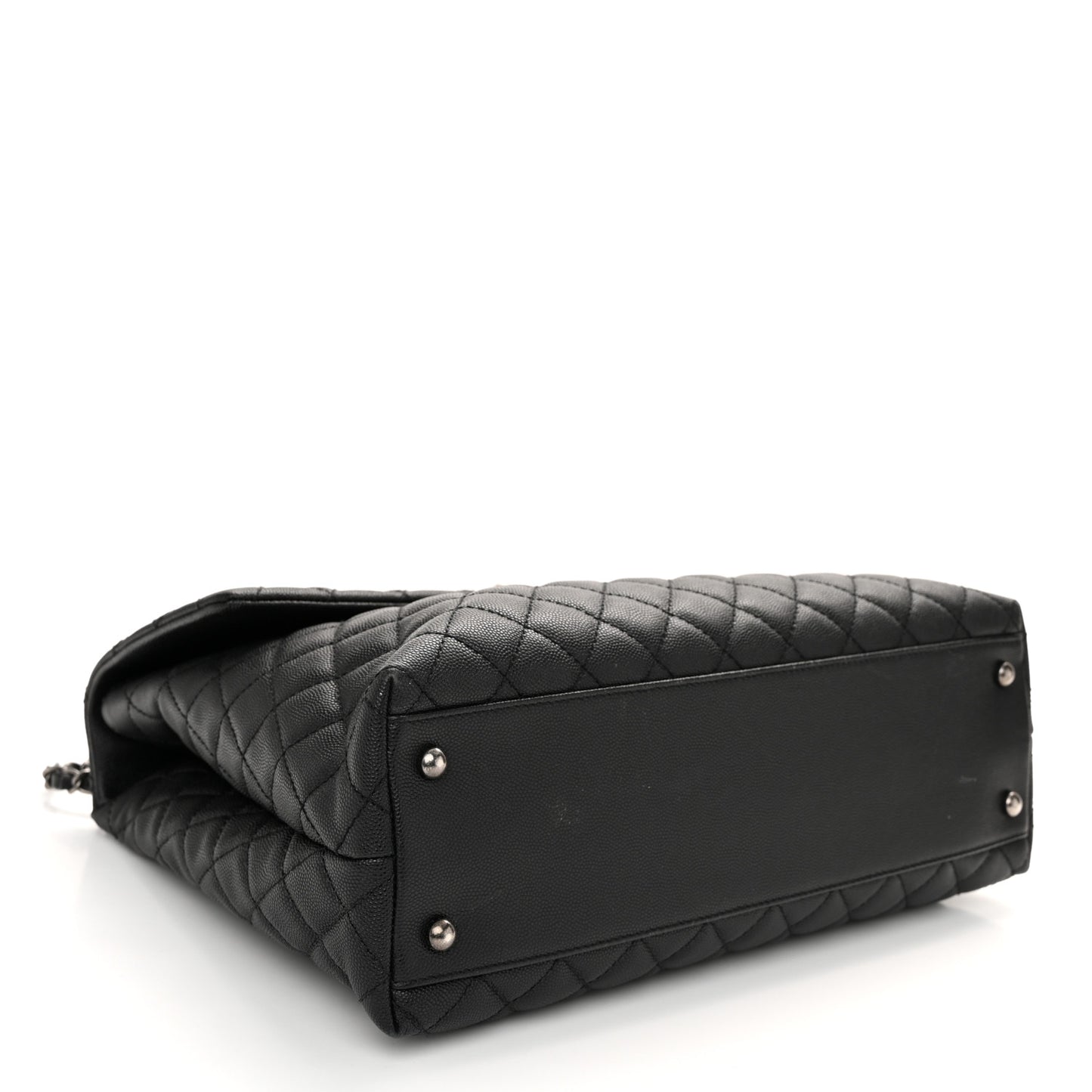Caviar Lizard Quilted Large Coco Handle Flap Black