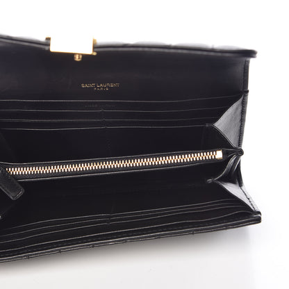 Saint Laurent Lambskin Matelasse Monogram Large Vicky Continental Wallet Black 5 of 10