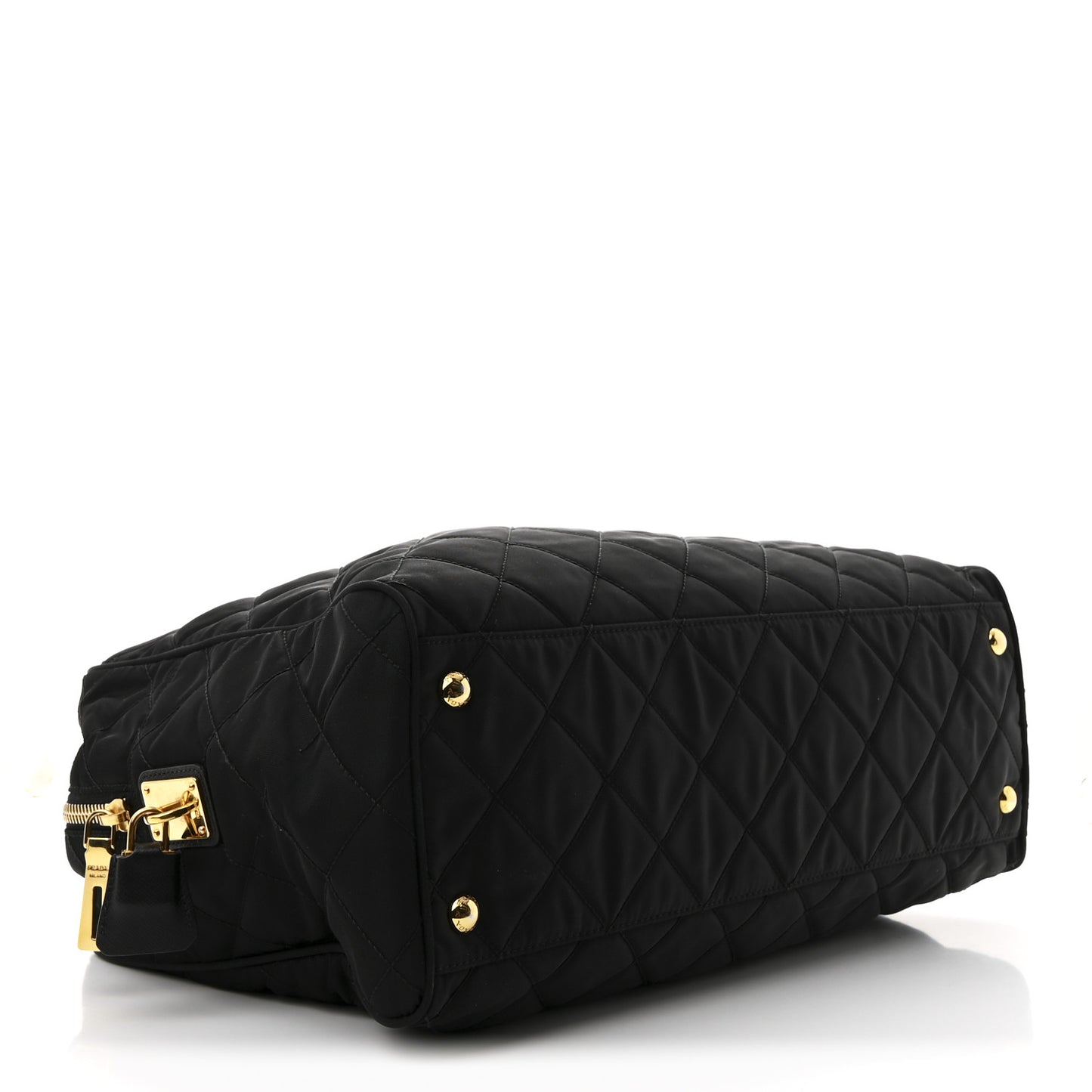 Nylon Tessuto Impuntu Quilted Large Shoulder Bag Black