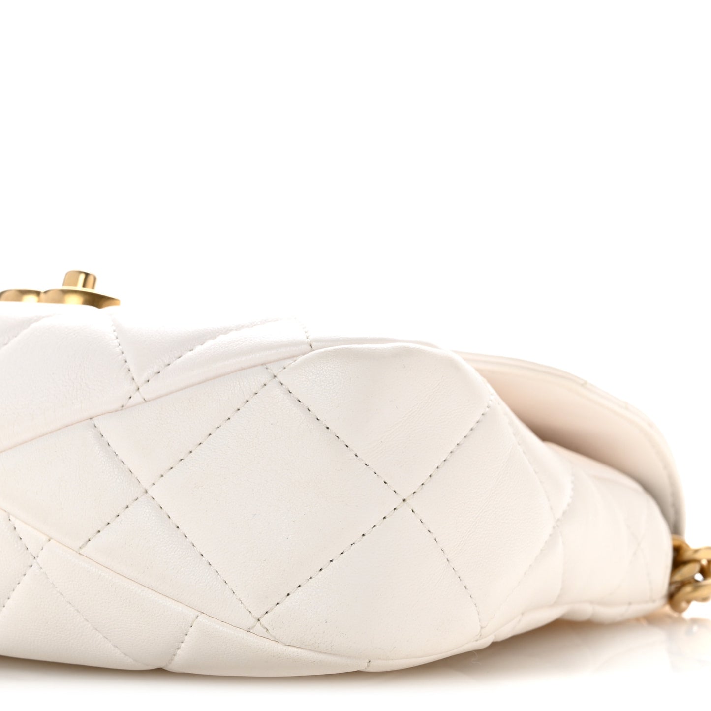 Calfskin Quilted Top Handle Flap White