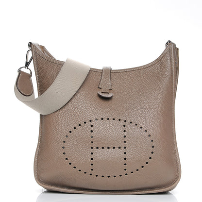 Hermes Taurillon Clemence Evelyne PM Etoupe 1 of 12
