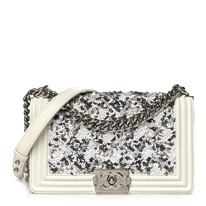 Chanel Calfskin Sequin Medium Boy Chanel Flap White 1 of 13