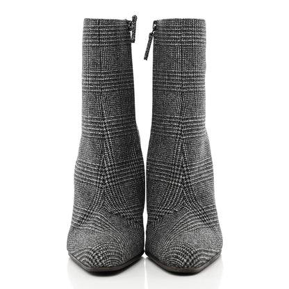 Balenciaga Wool Plaid Ankle Boots 40 Black White 2 of 14