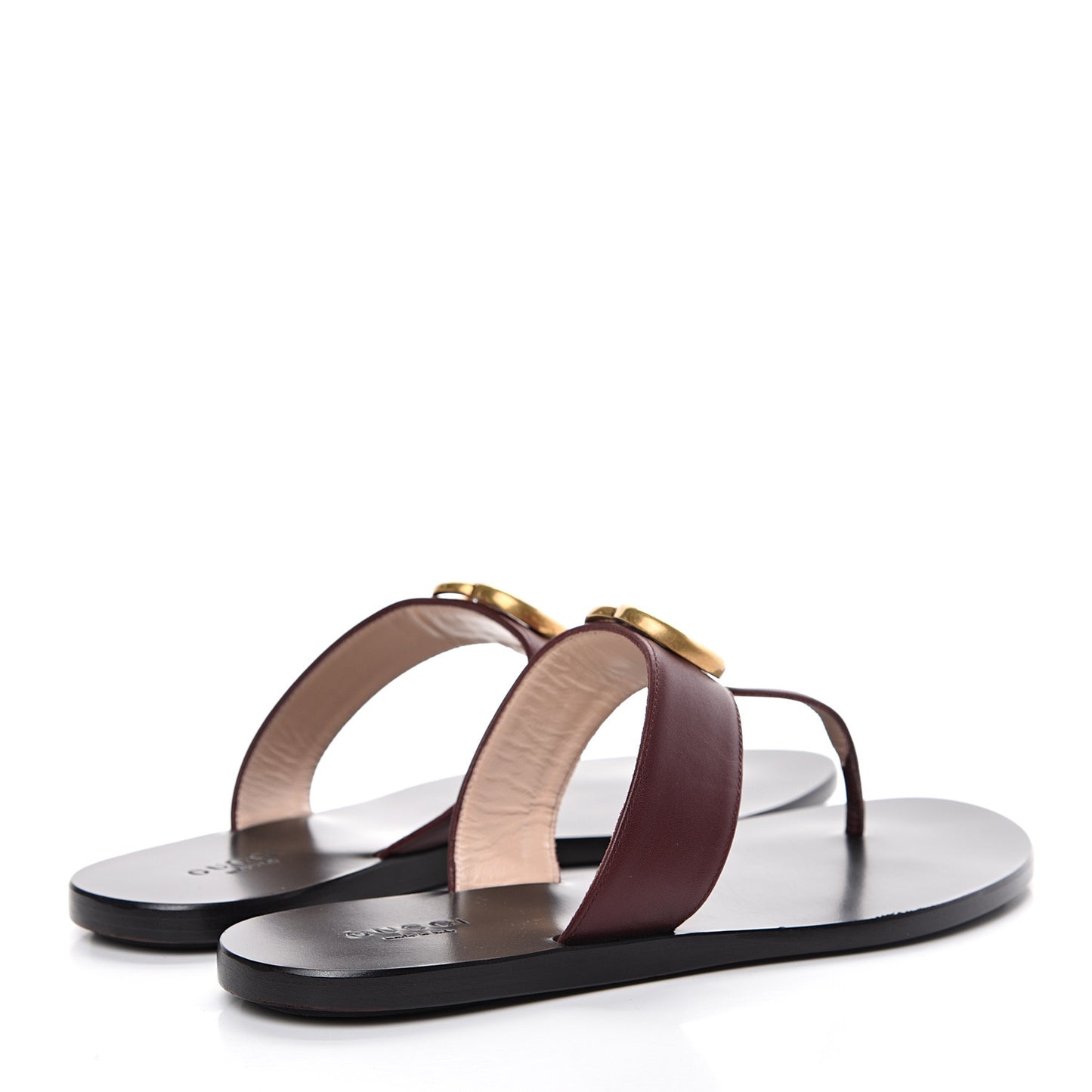 Calfskin GG Marmont Thong Sandals 36.5 Vintage Bordeaux