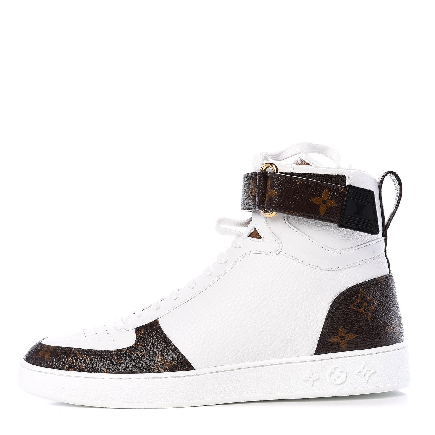 Grained Calfskin Patent Monogram Boombox Sneaker Boots 39.5 White