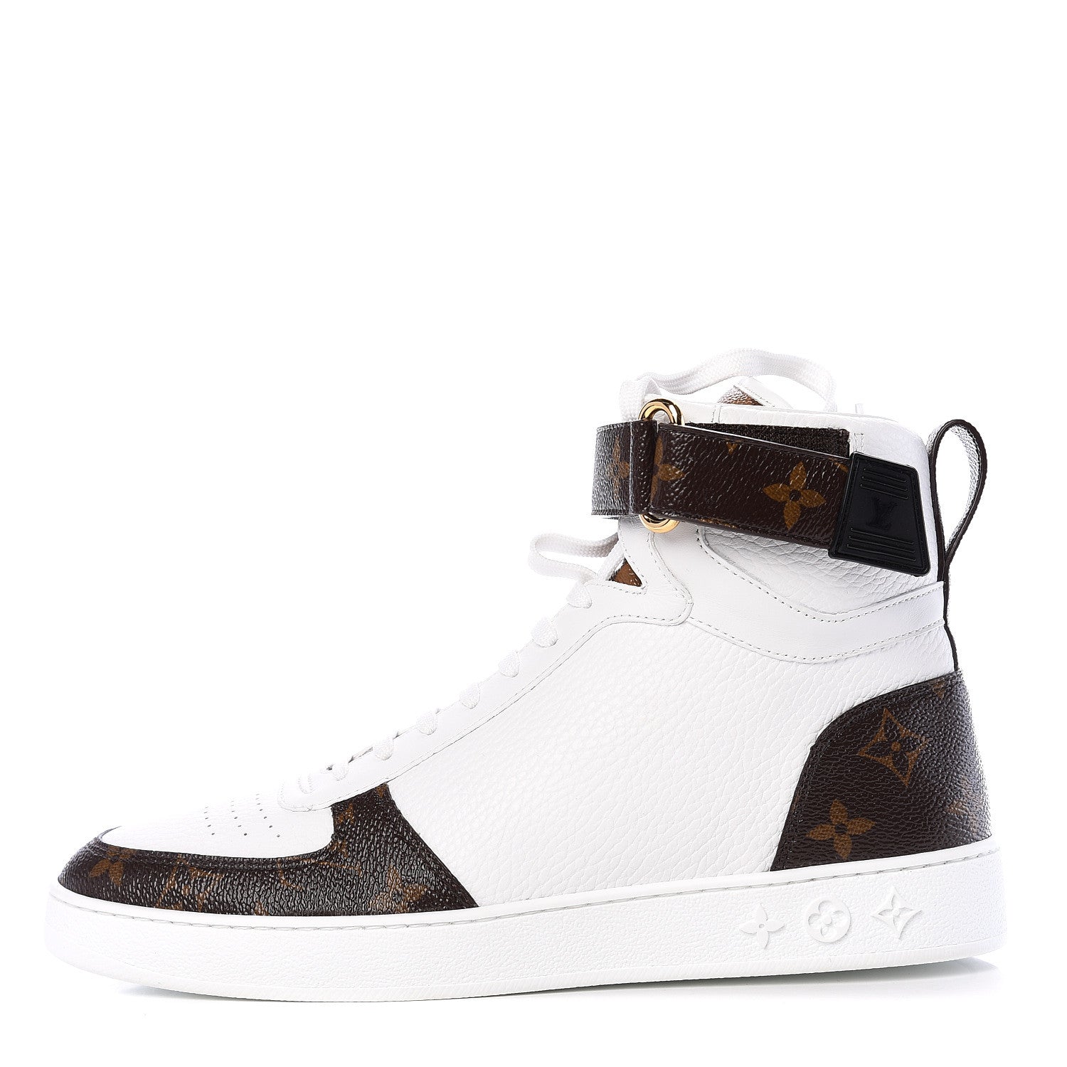 Louis Vuitton Grained Calfskin Patent Monogram Boombox Sneaker Boots 39.5 White 1 of 7