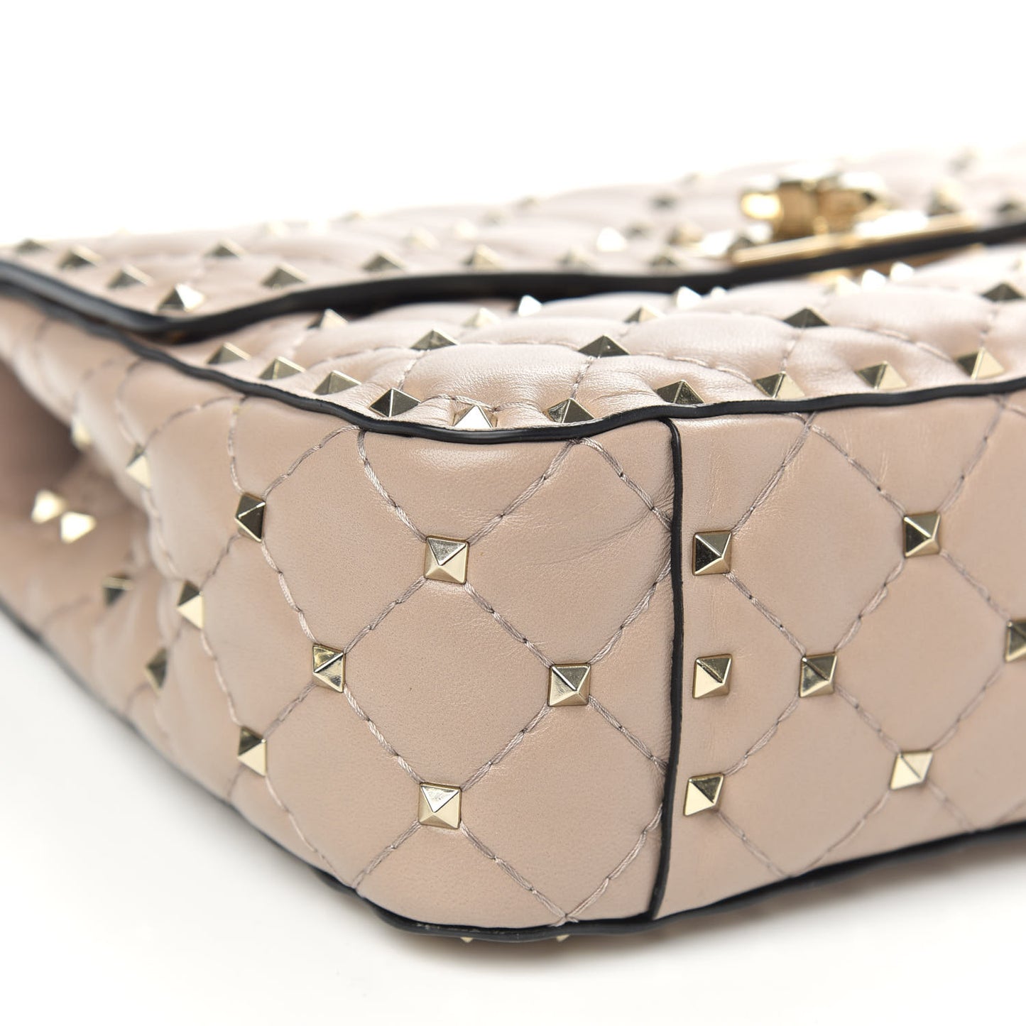 Lambskin Medium Rockstud Spike Shoulder Bag Poudre