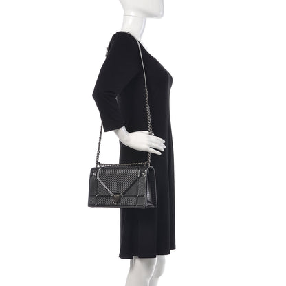 Christian Dior Metallic Patent Micro-Cannage Medium Diorama Flap Bag Graphite 2 of 14